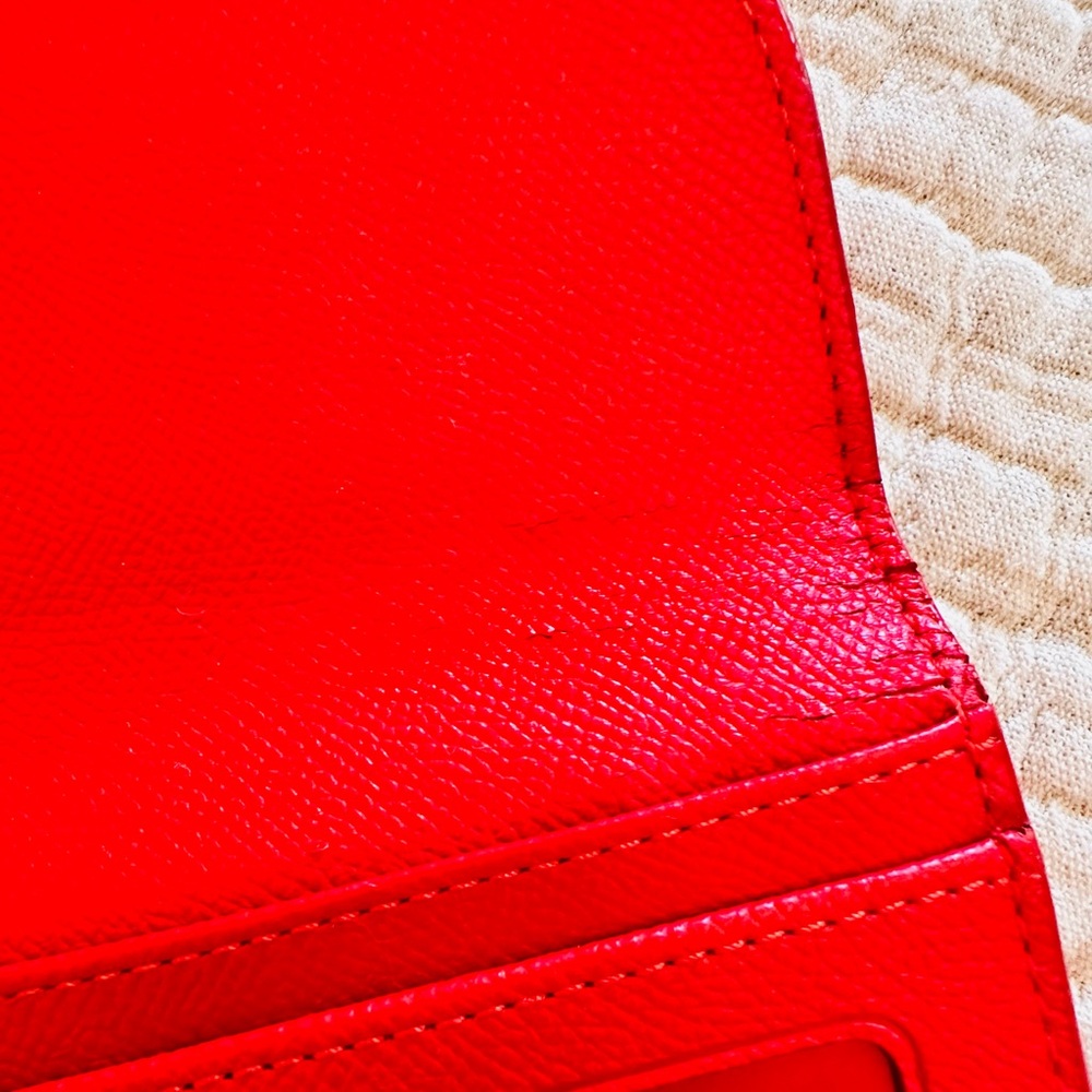 COACH Bold Coral Red Leather Wallet With Removable Checkbook Cover - Picture 10 of 14